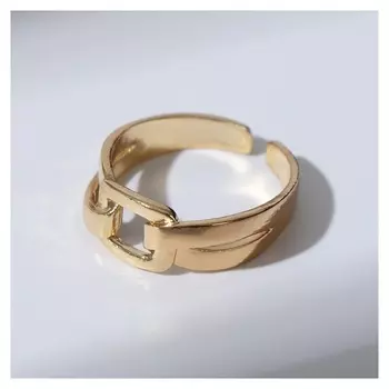 Кольцо "Пряжка" квадрат, цвет золото, безразмерное