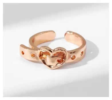 Кольцо "Сердце" ремень, цвет золото, безразмерное