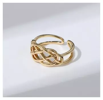 Кольцо "Сетка" широкое, цвет золото, безразмерное