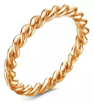 Кольцо "Спираль" жгут, розовое золочение, 17 размер