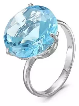 Кольцо "Топаз" посеребрение с оксидированием, цвет голубой, 18,5 размер