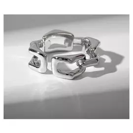 Кольцо "Тренд" кривые линии, цвет серебро, безразмерное