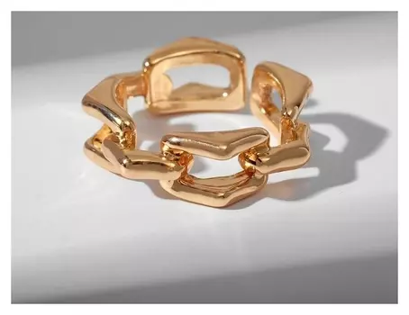 Кольцо "Тренд" кривые линии, цвет золото, безразмерное