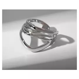 Кольцо "Тренд" линии, цвет серебро, безразмерное