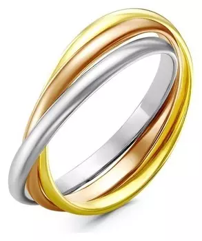 Кольцо "Три нити", позолота с посеребрением, 16,5 размер