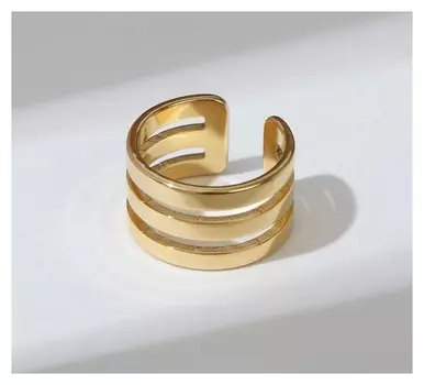 Кольцо "Тринити" гладкие линии, цвет золото, безразмерное