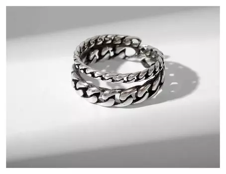 Кольцо "Верёвка"тренд, цвет чернёное серебро, безразмерное