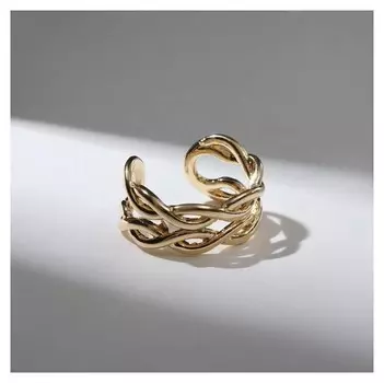 Кольцо "Волна" завитое, цвет золото, безразмерное