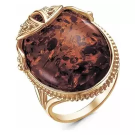Кольцо "Янтарь", корона, позолота, 19 размер