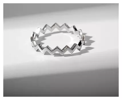 Кольцо "Зигзаг" тренд, цвет серебро, безразмерное