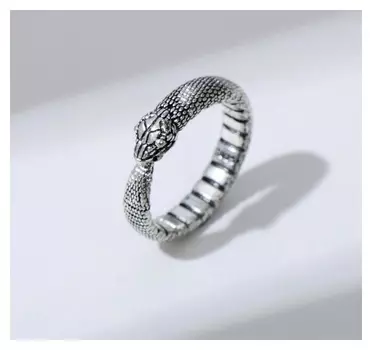 Кольцо "Змея" кусает себя за хвост, цвет чернёное серебро, безразмерное