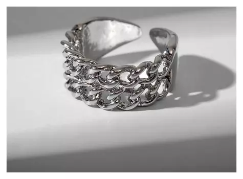 Кольцо "Звенья" половина, цвет серебро, безразмерное