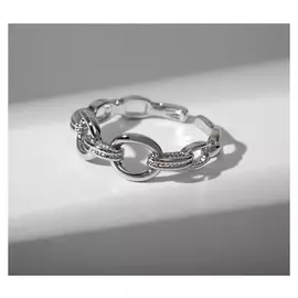 Кольцо "Звенья" трендовая линия, цвет серебро, безразмерное