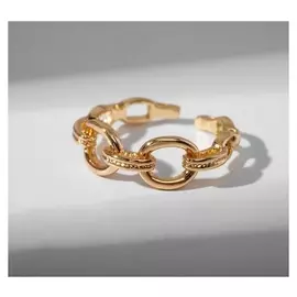 Кольцо "Звенья" трендовая линия, цвет золото, безразмерное