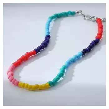Колье "Бисер" радуга, цветное, 30 см