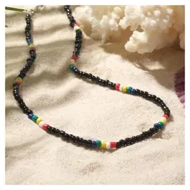 Колье "Бисер" разноцветные бусинки, цвет чёрный, 40см