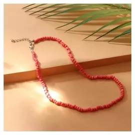 Колье "Бисер" тренд минимал, цвет коралловый, 40 см
