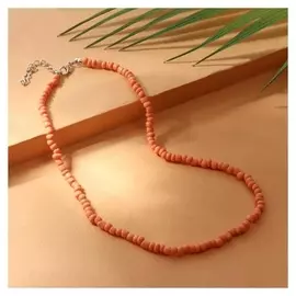 Колье "Бисер" тренд минимал, цвет персиковый, 40 см