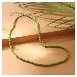 Колье "Бисер" тренд минимал, цвет зелёный, 40 см
