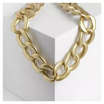 Колье "Цепь бруклин" крупные звенья, цвет матовое золото, 50см
