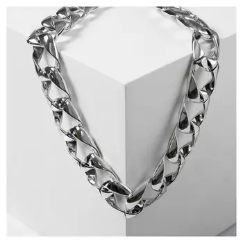 Колье "Цепь гранж" квадратное плетение, цвет серебро, 50см