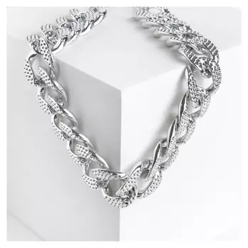 Колье "Цепь гранж" с вкраплением, цвет серебро, 50см