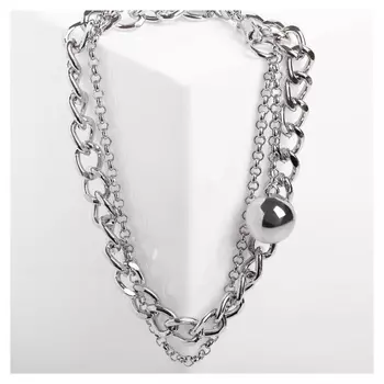 Колье "Цепь" маятник со сферой, цвет серебро