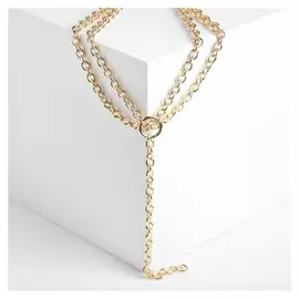 Колье "Цепь" на кольце с нитями, цвет золото, 45см