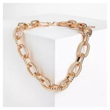 Колье "Цепь" объёмные овалы, цвет золото, L=45 см