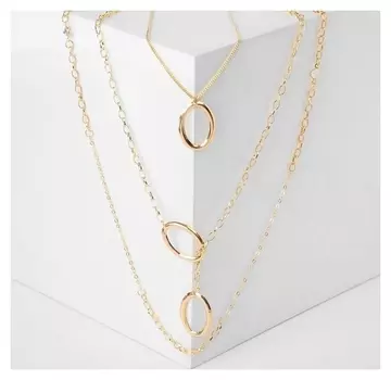 Колье "Цепь" овал, цвет золото