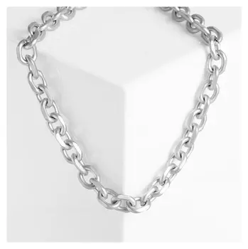 Колье "Цепь" овальные звенья, цвет матовое серебро, 45 см