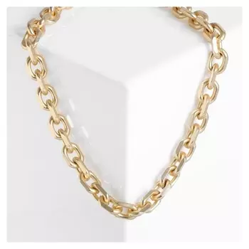 Колье "Цепь" овальные звенья, цвет матовое золото, 45 см