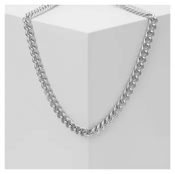 Колье "Цепь" плотная, цвет серебро