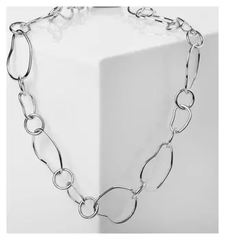 Колье "Цепь" разные звенья, цвет серебро, длина 50см
