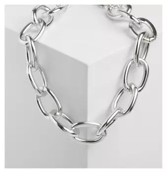 Колье "Цепь" реакция, цвет серебро 30 см
