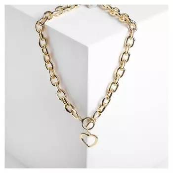 Колье "Цепь" сердечко, цвет золото, 45см