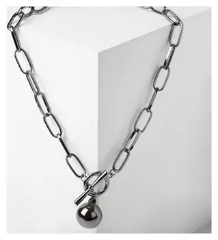 Колье "Цепь" сфера, цвет серый ,50см