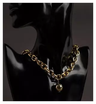 Колье "Цепь" шар, цвет золото