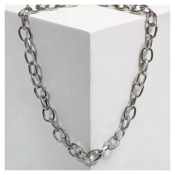 Колье "Цепь" стандарт с рисунком, цвет серебро L=45 см