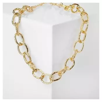 Колье "Цепь" стандарт с рисунком, цвет золото L=45 см