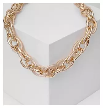 Колье "Цепь" утолщённые овалы, цвет золото, 50 см