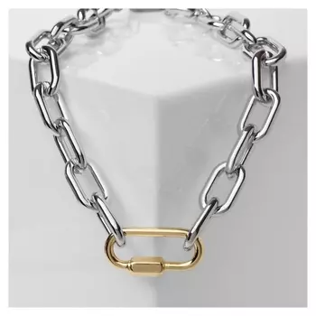 Колье "Цепь" винт, цвет золотисто-серебристый, 50 см