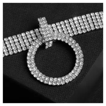 Колье-чокер "Симфония" блеск вечера, круг, цвет белый в серебре, 30 см