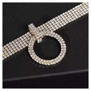 Колье-чокер "Симфония" блеск вечера, круг, цвет белый в золоте, 30 см