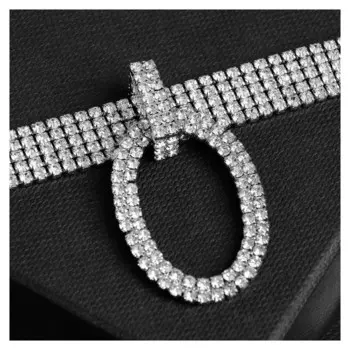 Колье-чокер "Симфония" блеск вечера, овал, цвет белый в серебре, 30 см