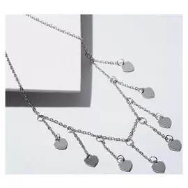 Колье "Чувства" сердечки, цвет серебро, 30 см