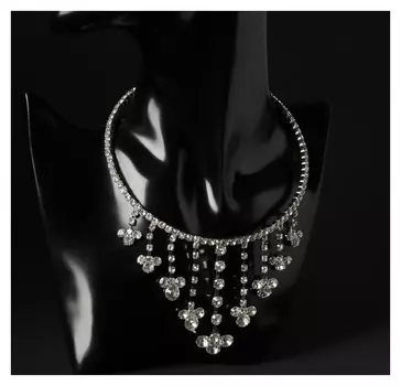 Колье "Голливуд" обруч с нитями, цвет белый в серебре, D=12