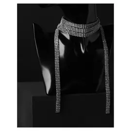 Колье "Голливуд" толстая нить, цвет белый в серебре, L=120