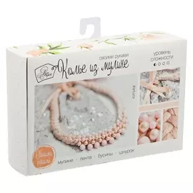 Колье из мулине бежевое, набор для создания, 6 × 13 × 6 см