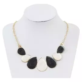 Колье "Капли" цвет чёрно-белый в золоте, L=45 см
